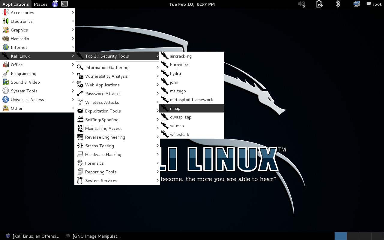 Kali Linux 1.1.0 desktop